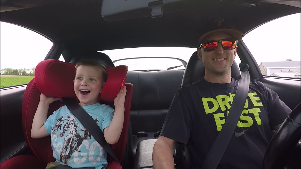 My son goes for a ride / burnout in my Toyota Supra
