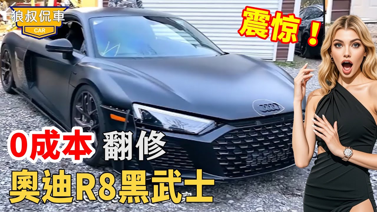 【奧迪R8黑武士翻修合集】小夥撿漏奧迪R8黑武士，事故車變頂尖超跑，測試馬力竟高達1200匹！