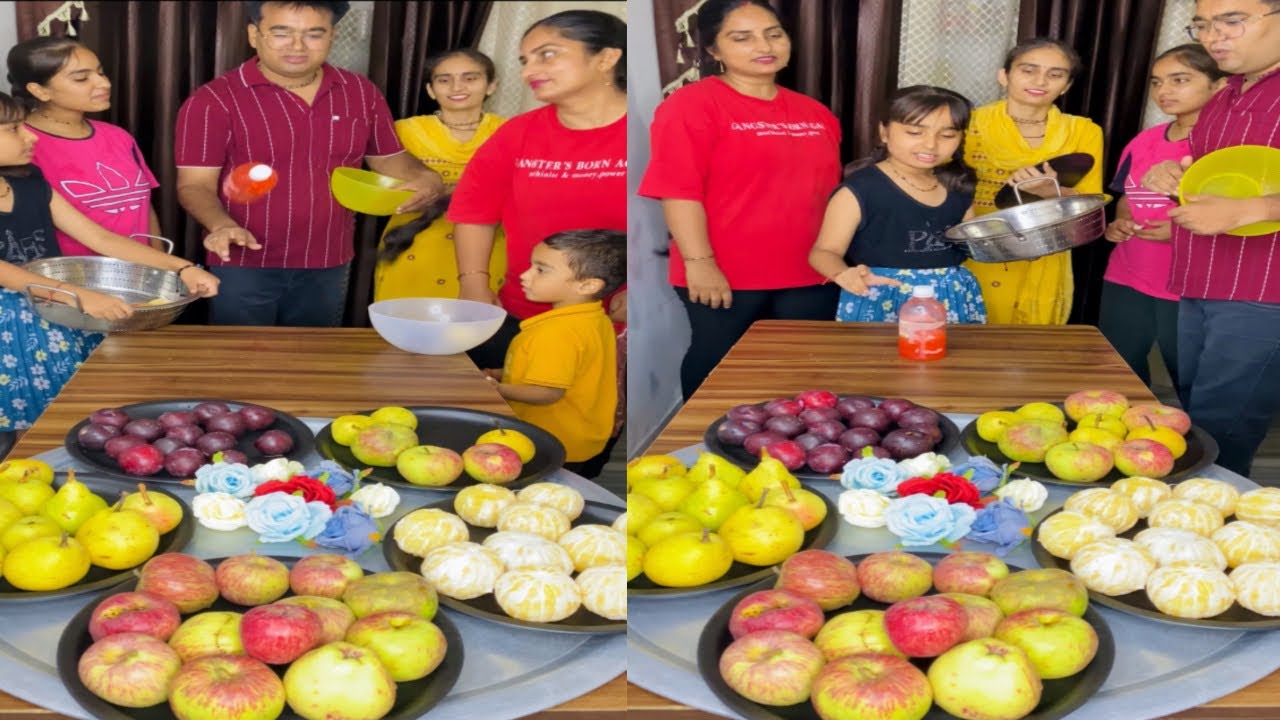 Bottle flip Apple and aloo bukhara or Babbu kosa furit challenge #punjabifoodchallenge 