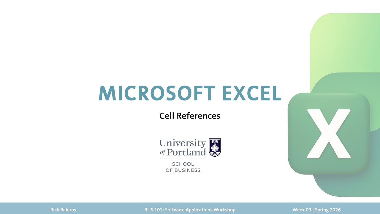 BUS 101 WK 09: Cell References