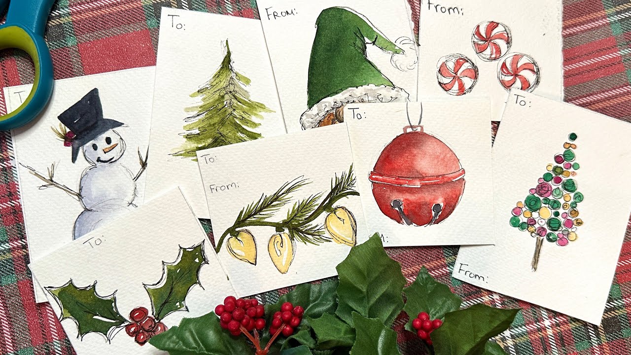 8 watercolor holiday gift tag ideas