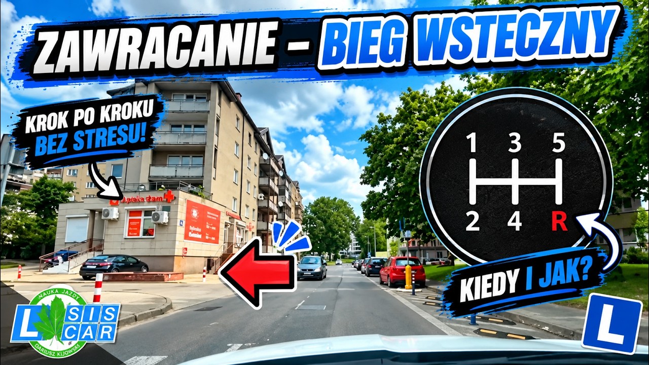 Zawracania z wykorzystaniem biegu wstecznego na egzaminie. Jak zawrócić na 3❓