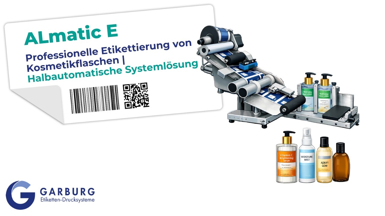 Etikettiertisch für flache und ovale Produkte | ALmatic E Etikettiertisch| Garburg -Drucksysteme