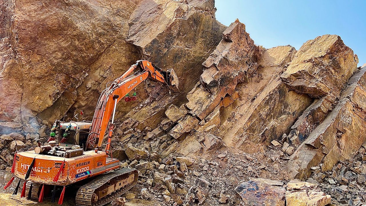 HILL DESTRUCTION: How to Break a Hill with an Excavator Machine! #excavators #stonemachinery #jcb 