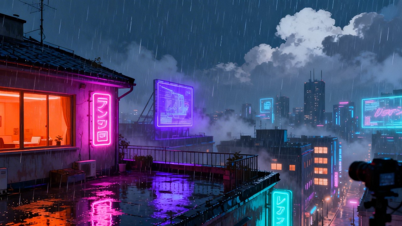 Retro Japanese Town 🌧️ Cozy Rain LoFi for Study & Chill