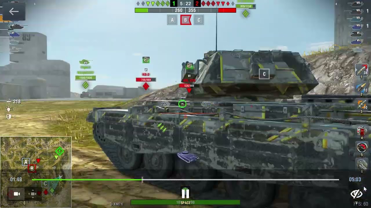 WoT Blitz 2026 02 16 / 3 dusman tanki yok edildi 1 yer ugrunda savas