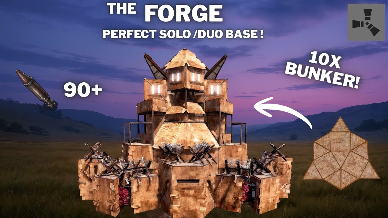 THE FORGE &bull; BEST SOLO/DUO BASE DESIGN &bull; 10X BUNKERS &bull; OFFLINE TANK &bull; FUNNEL WALL&bull;CHEAP&bull;RUSTBASE 2025