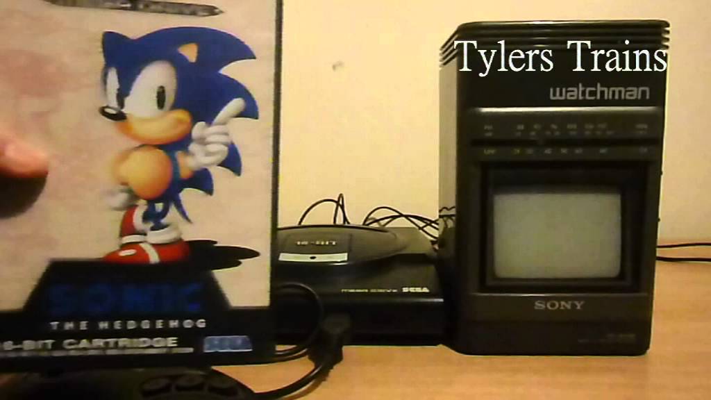 Sega mega drive on a sony watchman // Tylers Trains