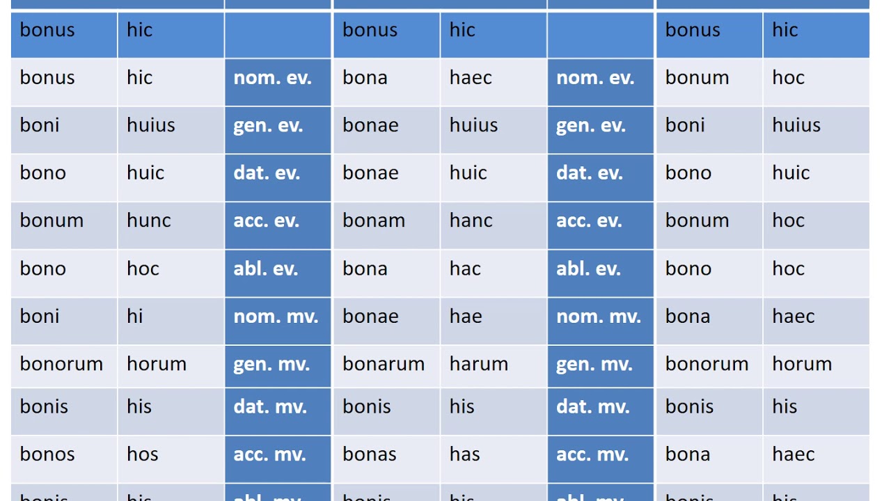 Aanwijzend voornaamwoord Latijn, vormen