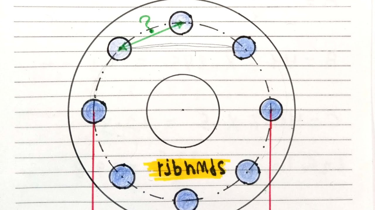 قانون تقسيم الدائره Flange hole layout