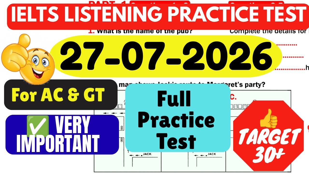 ТЕСТ IELTS LISTENING 2026 | ПРАКТИЧЕСКИЙ ТЕСТ IELTS LISTENING С ОТВЕТАМИ 2026 | 27.07.2026
