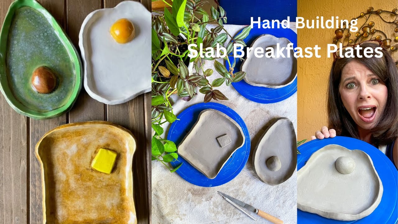 Hand Built Ceramic Breakfast Plates | Slab Building Plates | ASMR Pottery