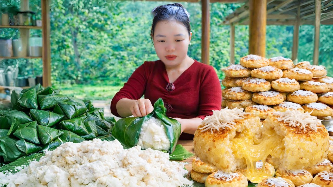 Harvesting exotic plants, purple corn, traditional cake recipes sold at the market, rural life