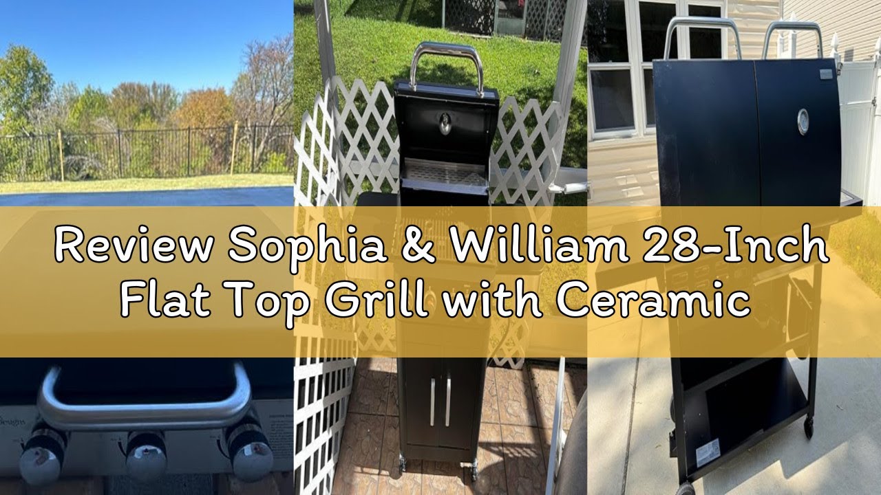 Review Sophia & William 28-Inch Flat Top Grill with Ceramic Coated Cast Iron Griddle, 3-Burner Propa