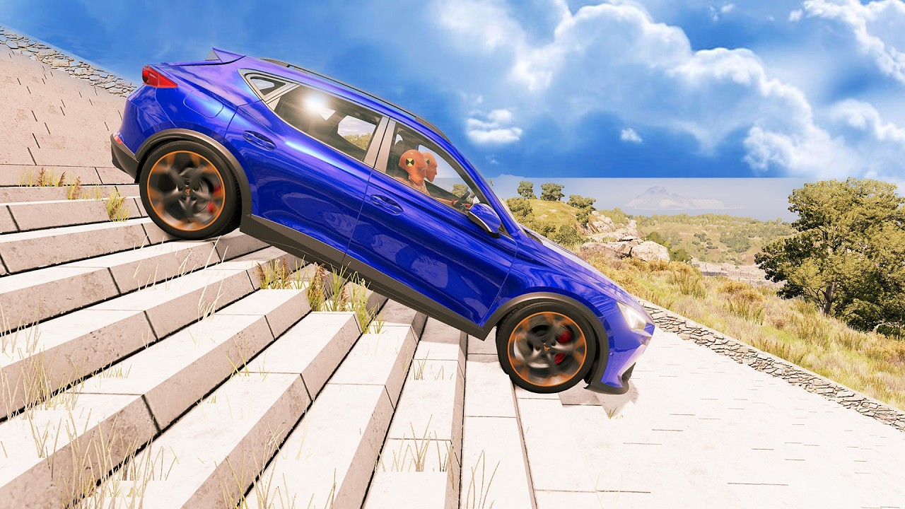 Car Crashes Against Stairs 4k 🔥[BeamNG.Drive] #12 | Dota Drive