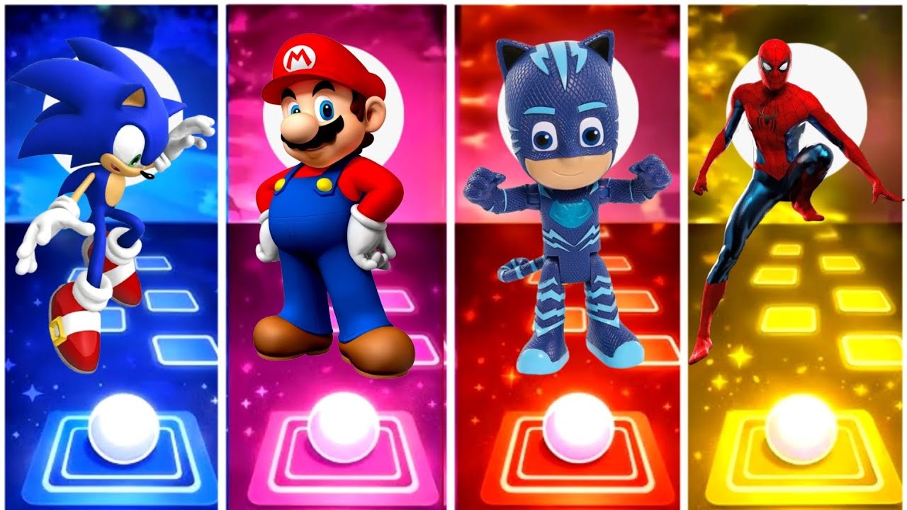 Sonic Prime vs Mario vs Pj Masks vs Spider Man.Tiles hope edm rush game.