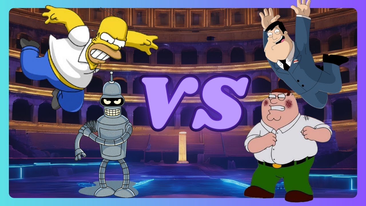 Homer Simpson & Bender VS Peter Griffin & Stan CARTOON FIGHT - MUGEN BATTLE