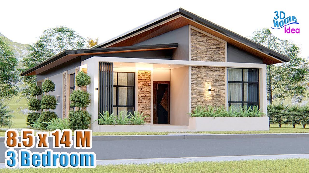 (8.5 x 14 Meters) Elegant House design idea with 3 bedroom Cozy House