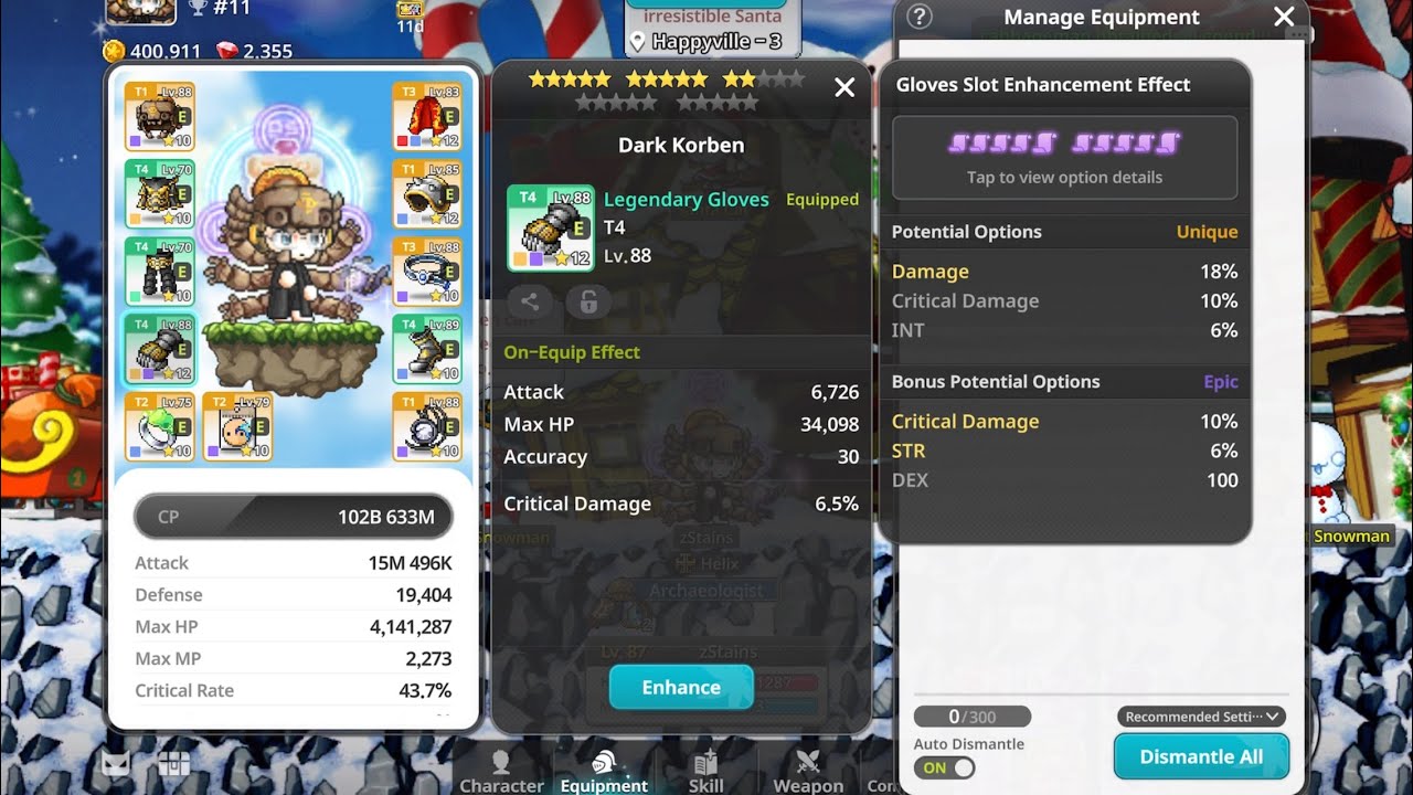 Mapleidle current stats and equips