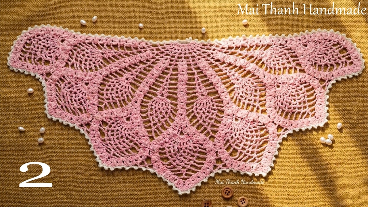 How to Crochet triangle scarf (Eng sub) I Hướng dẫn móc khăn choàng tam giác hoa văn trái thơm (2/2)