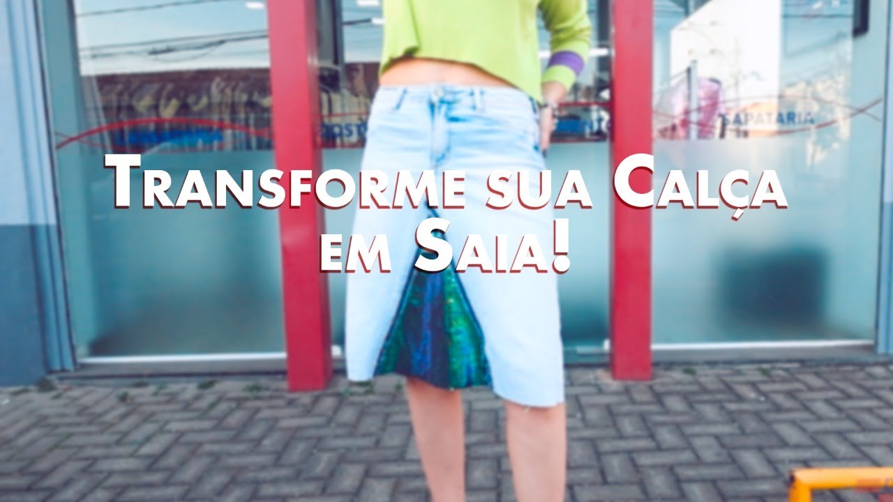 TRANSFORMAÇÃO DE CALÇA JEANS EM SAIA COM PAETÊS | IDEIA INCRÍVEL COM JEANS DIY RECYCLING