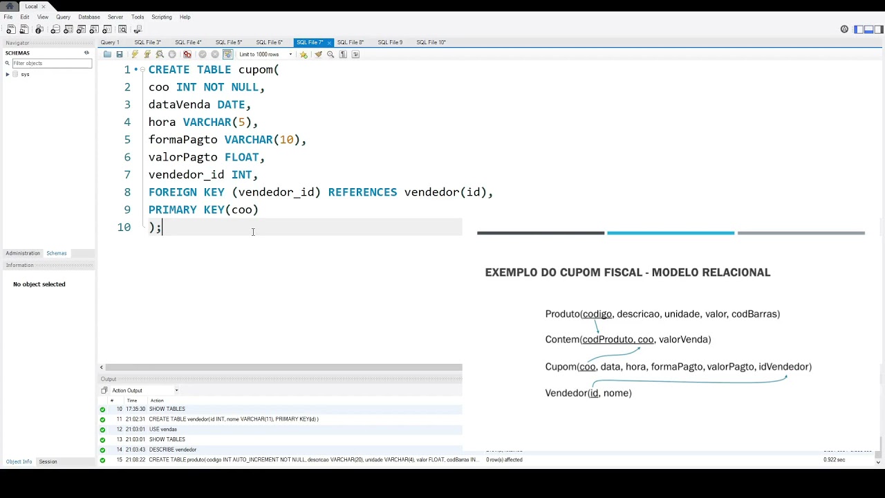 Modelo físico para modelagem de banco de dados usando SQL