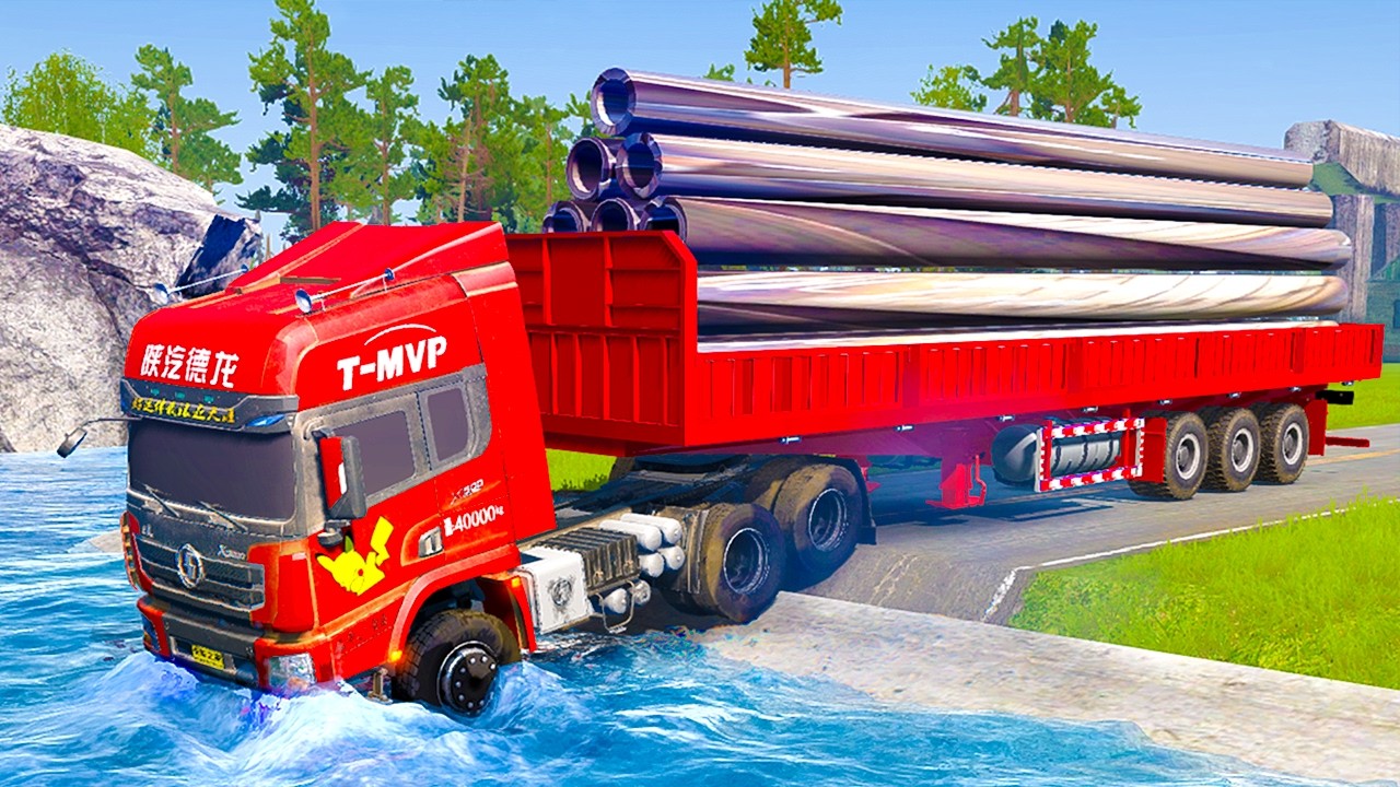 Trucks VS Speed Bump and Extreme Broken Road  #87 #speedbumps #mudrunner #beasttruck