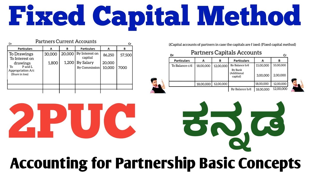 #7 2Puc Fixed capital method || Accounting for Partnership Basic Concepts(Kannada)