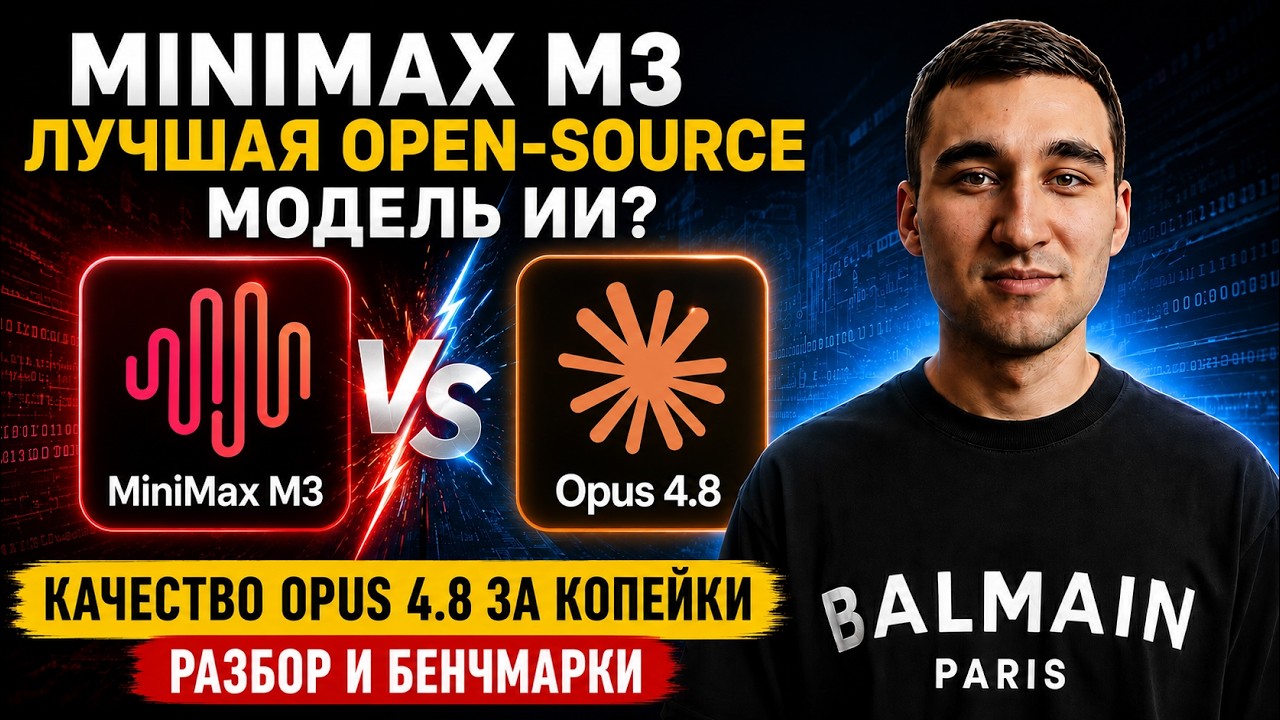 MiniMax M3 &mdash; лучшая open-source модель ИИ? Качество Opus 4.8 за копейки | Разбор и бенчмарки