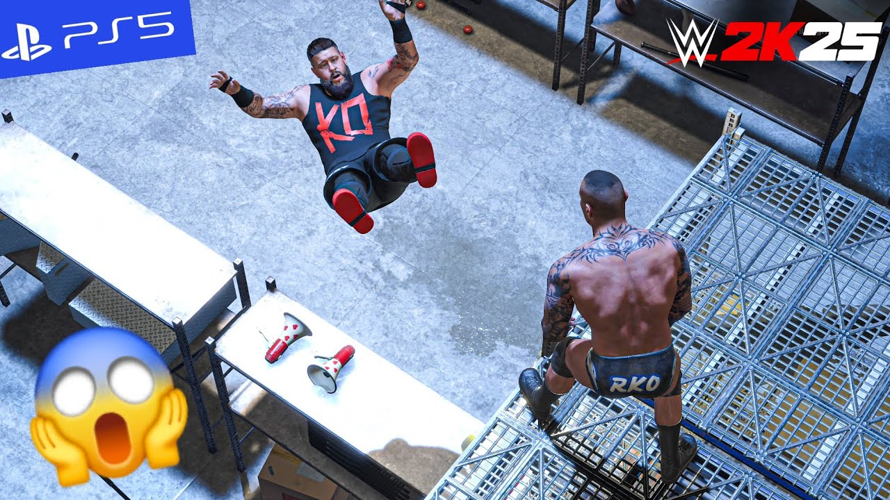 WWE 2K25 - Randy Orton Smashes Kevin Owens Through Storage Units | PS5