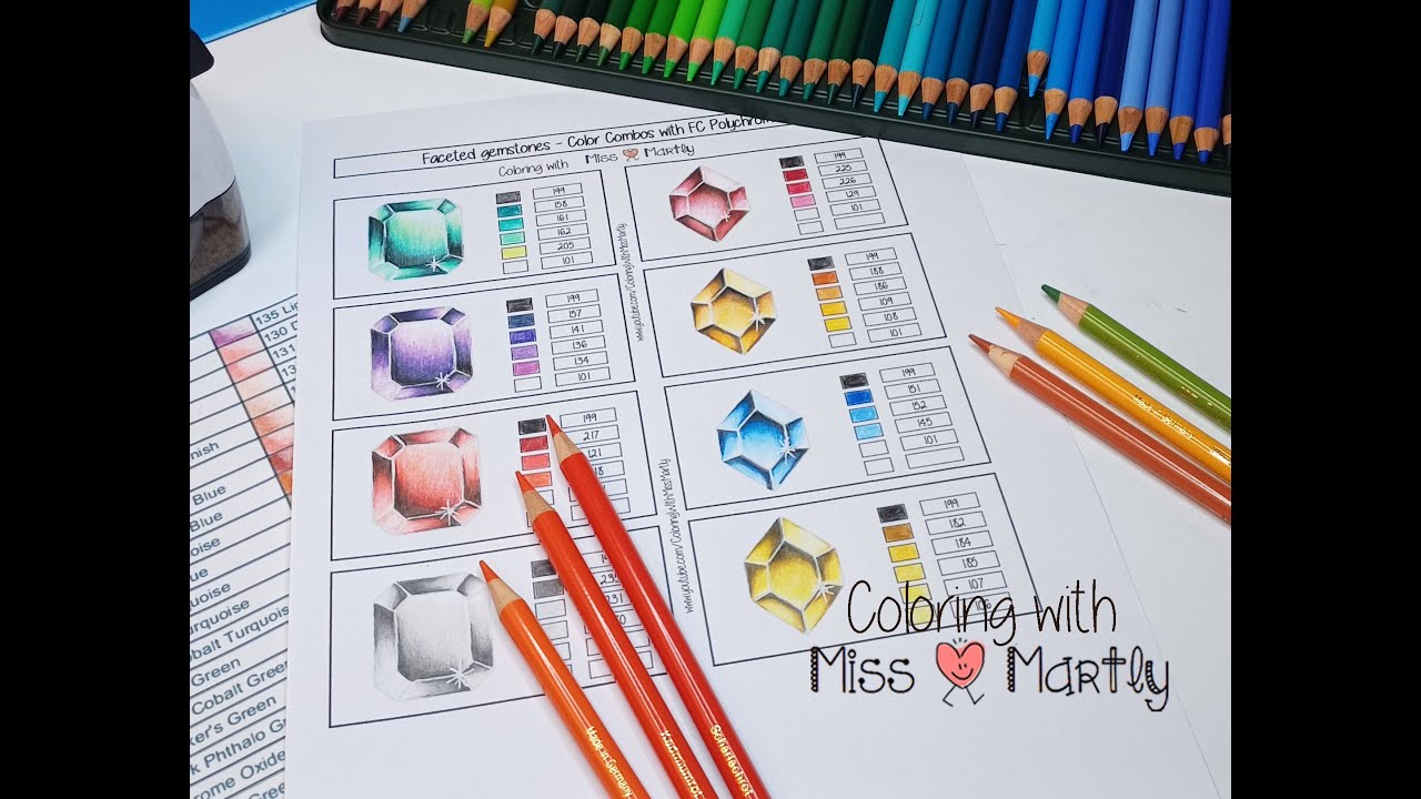 How to color FACETED GEMSTONES with Colored Pencils Polychromos