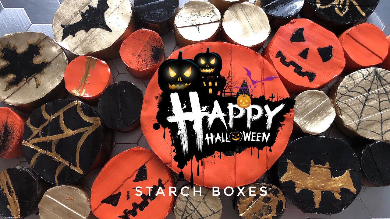 ASMR starch boxes, satisfying video, happy halloween/ коробочки с крахмалом