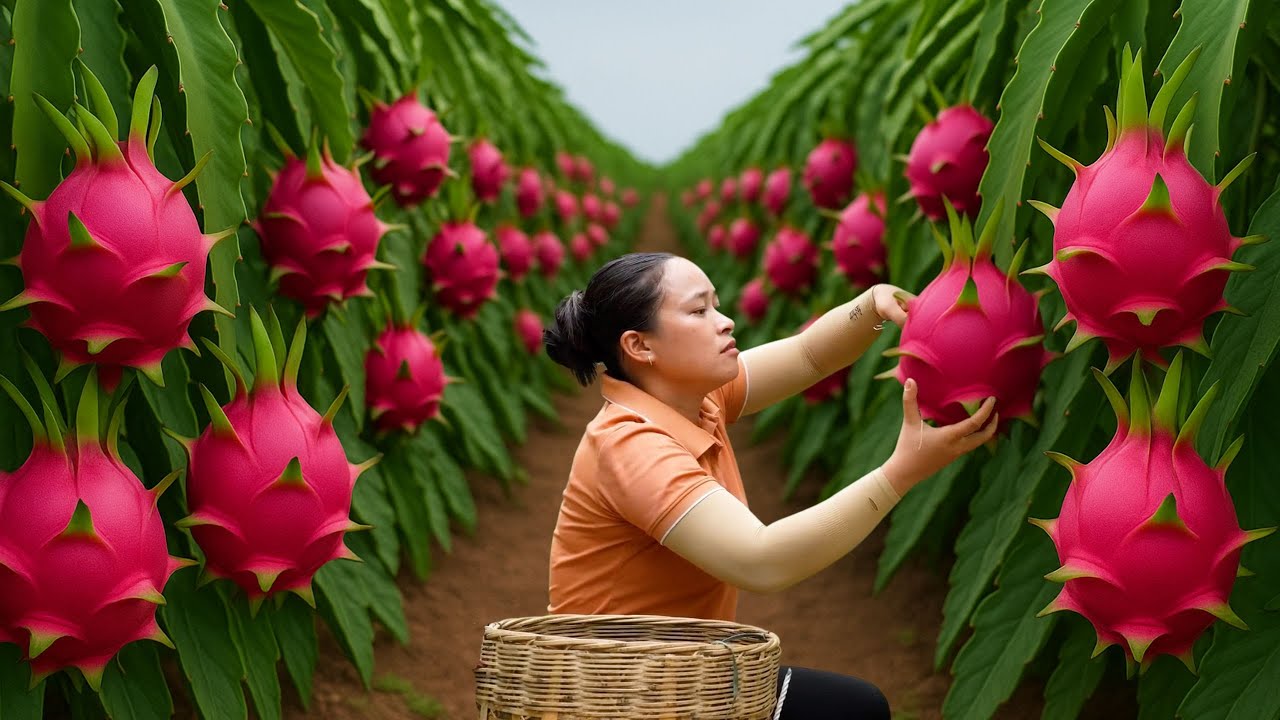 Harvesting Wild Dragon Fruit to Sell at Market, Making Dried Bananas, Taking Care of Pets