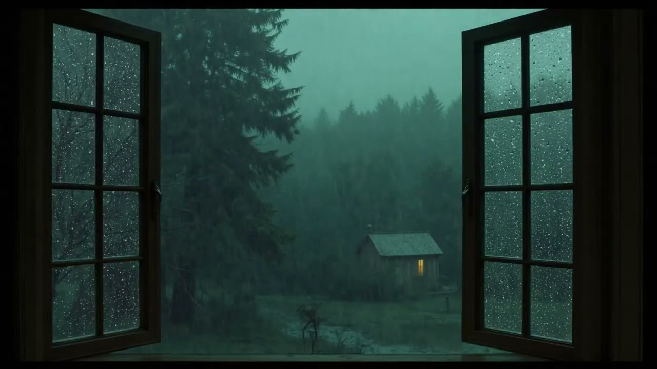 Rain Sound On Window With Thunder 🌙 Heavy Rain For Focus & Study