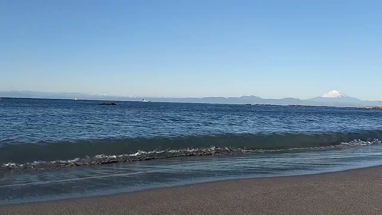 Isshiki Beach🇯🇵Relaxing Music, Natural sound, Wave Sounds, Ocean, Mt.fuji, Landscape