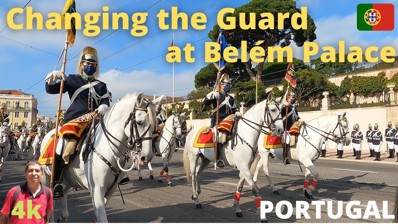 Changing the Guard at Belém Palace, Lisbon, Portugal, 4K