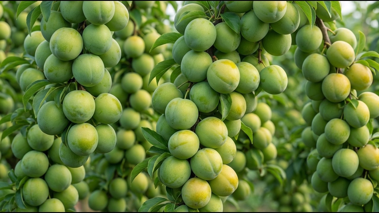 Growing Process of Giant Green Plums | From Planting to Harvest