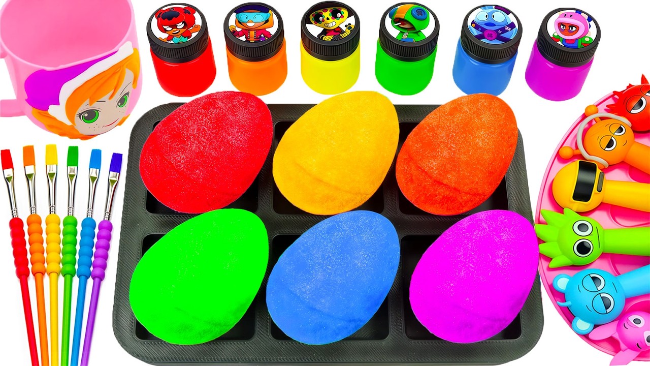 Oddly Satisfying Video l Making DIY 6 Super BIG Glittre Eggs AND Sprunki Labubu Paints Disney ASMR