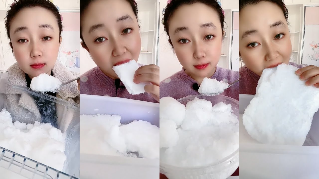 얼음ASMR 얼음먹방 WHITE ICE EATING ❄️ FREEZER FROST DRY CRUNCHES BLOCK ICE POWDERY ICE EATING ASMR