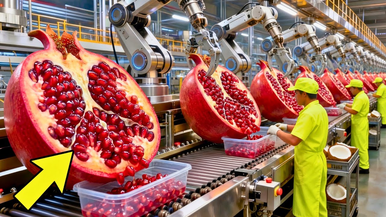 COMO se HACE el JUGO DE GRANADA más DELICIOSO en MEGA FABRICAS | Proceso Completo 🍷