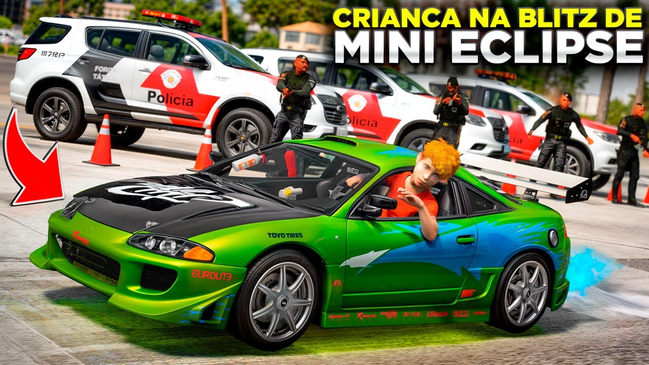 CRIANÇA DE MINI ECLIPSE DO BRIAN ROUBADO TENTA PASSAR NA BLITZ! FOI INSANO😱🚔 (GTA 5)