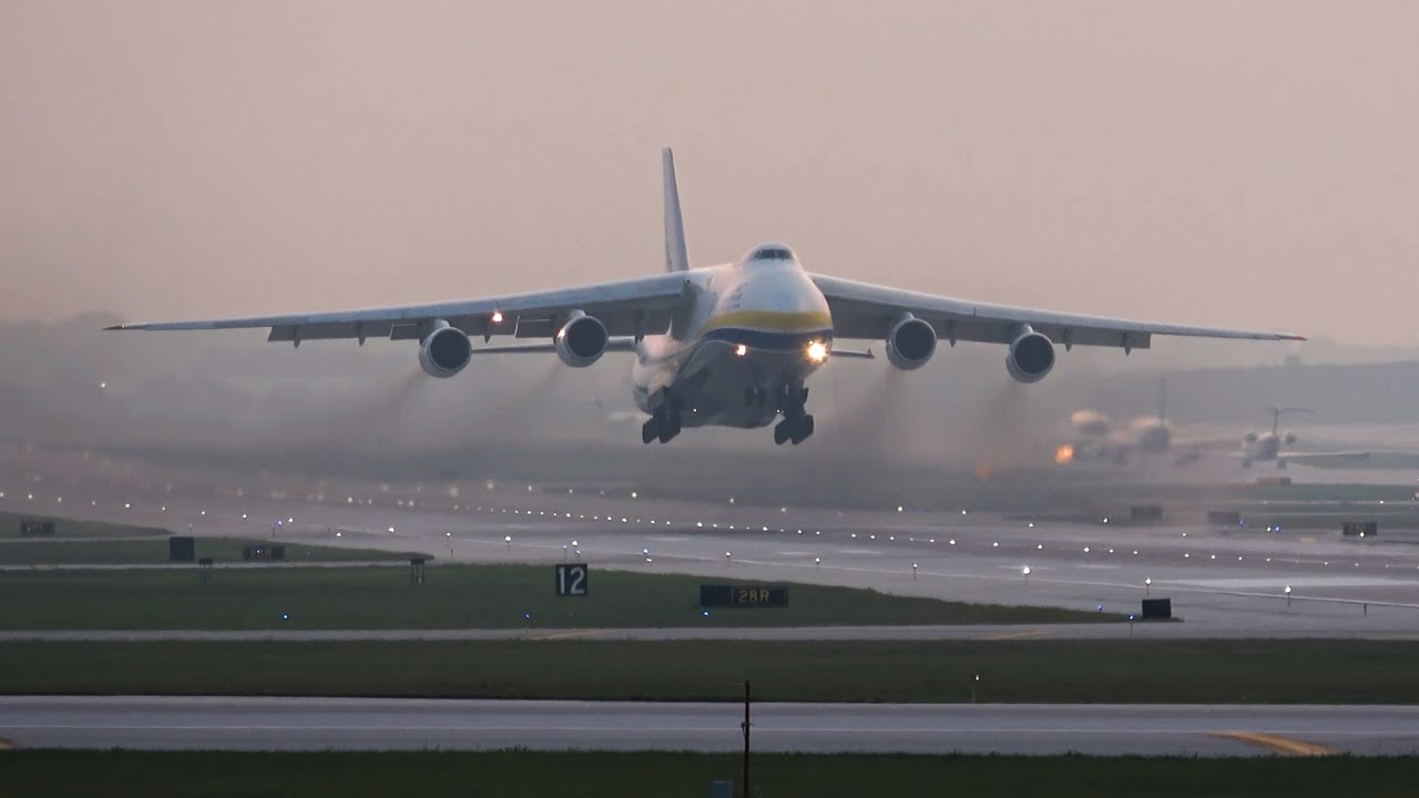 Antonov An-124-100M Ruslan takeoff at Chicago O'Hare Int'l Airport (ORD)