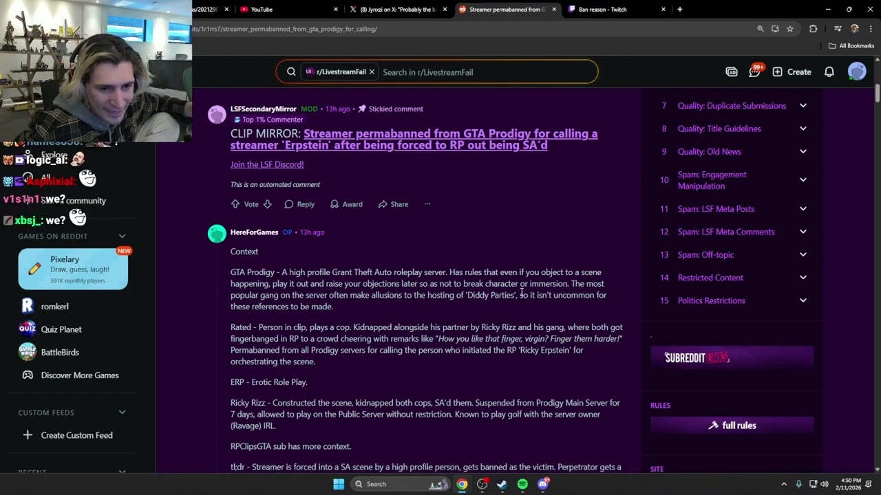 xQc отреагировал на то, что Rated навсегда забанили на ProdigyRP.