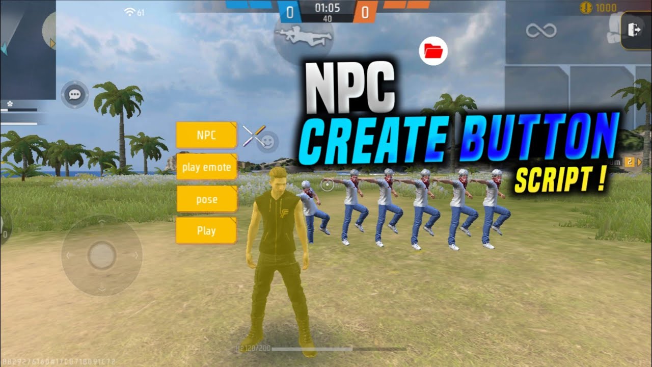 Free Fire Craftland NPC Create Button Script NPC Play Pose Emote System