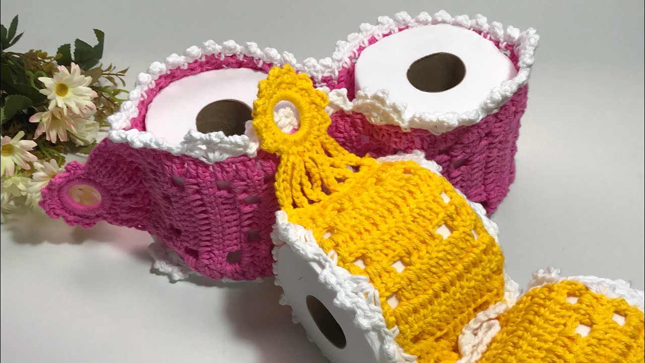 PORTA PAPEL HIGIÊNICO  EM CROCHÊ JENNIFER JG DE BANHEIRO