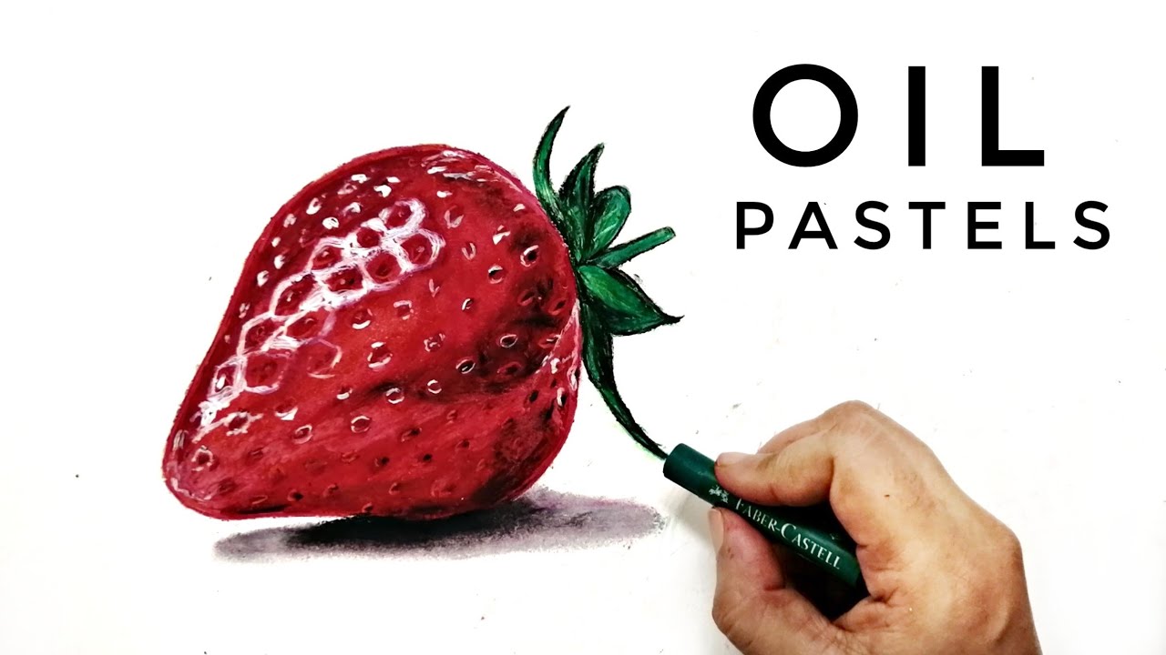 HD 3D STRAWBERRY DRAWING | EASY OIL PASTEL DRAWING |HOW TO DRAW