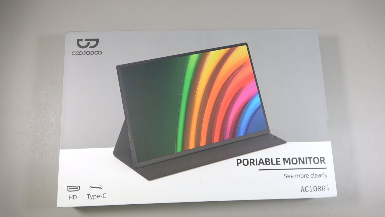 GOOJODOQ, AC1086, 16-inch portable monitor with adjustable magnetic stand, 120Hz, built-in speakers