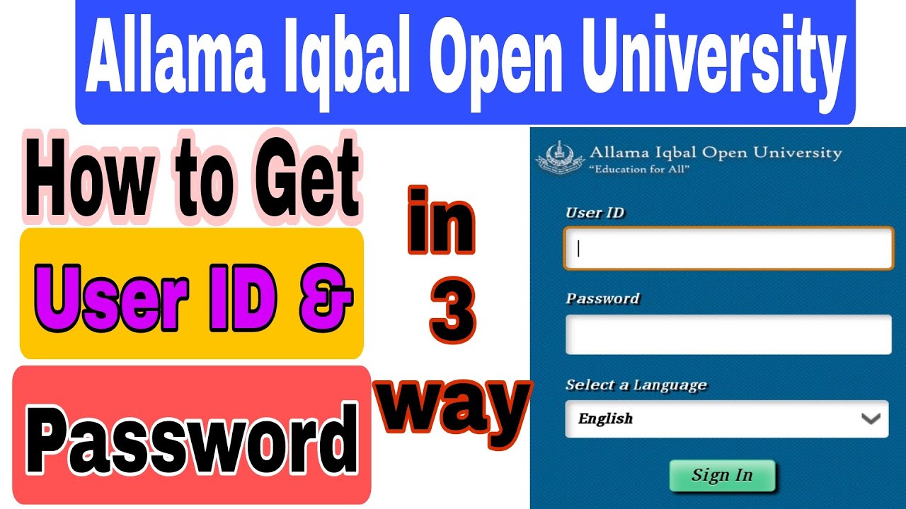 AIOU User ID and Password | How to Get AIOU User ID and Password | AIOU UserID for Continuing Stu...
