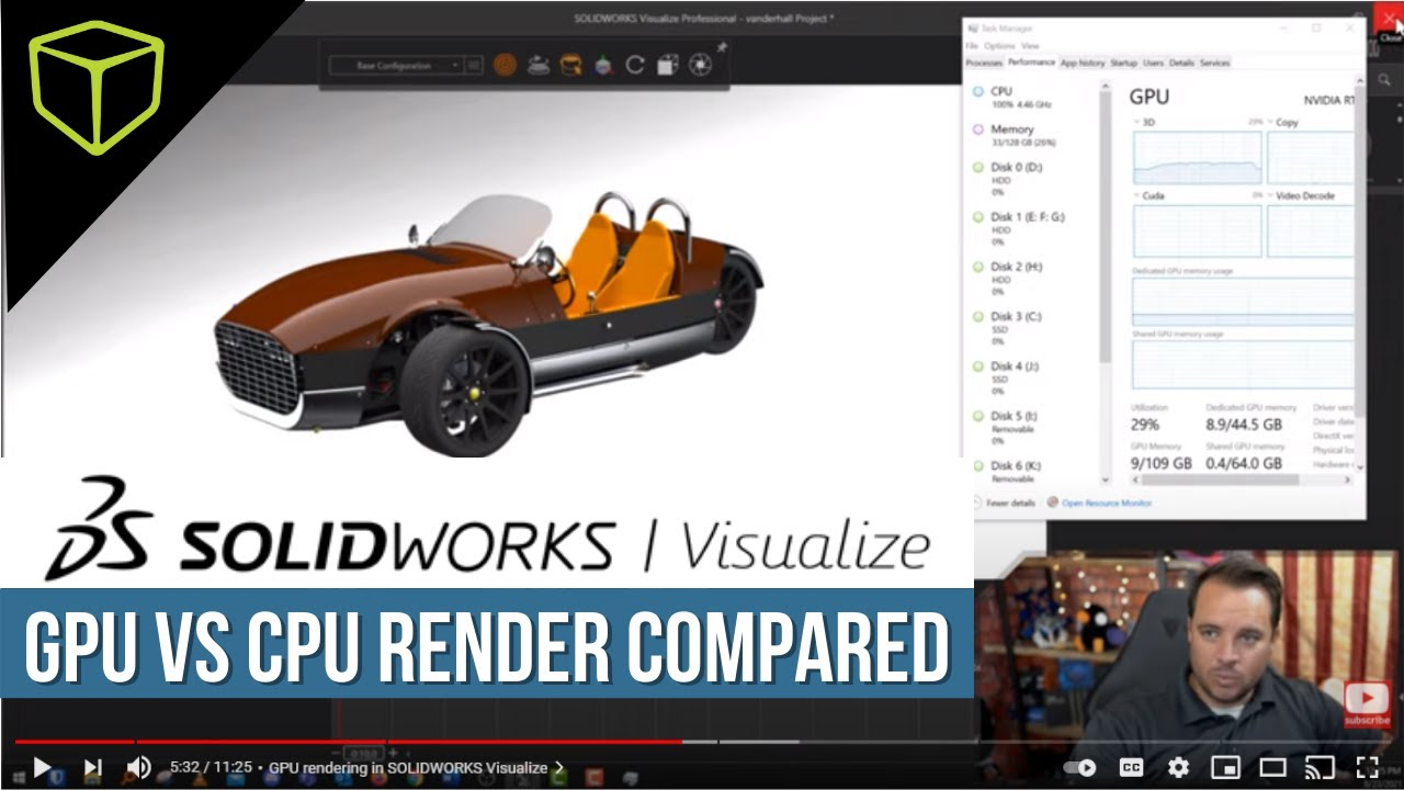 SOLIDWORKS Visualize - GPU vs CPU render compared
