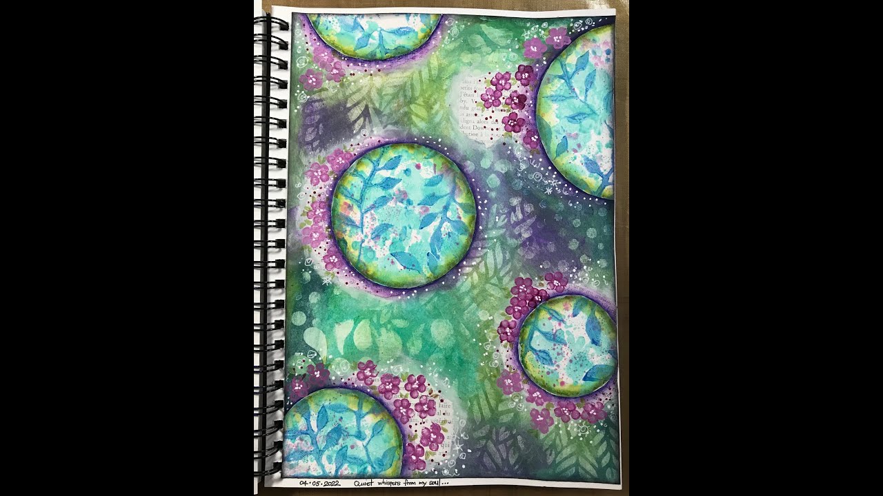 ART JOURNALING (FACILE!) : TECHNIQUE  INTÉRESSANTE avec GESSO + Pochoirs + Images focales 🌸💖